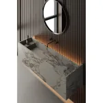 Умывальник подвесной Luxestone 144x50x37.5 см из керамогранита, с щелевым смывом и съемной ревизией (Stonesink_model_1_1) - Фото 3